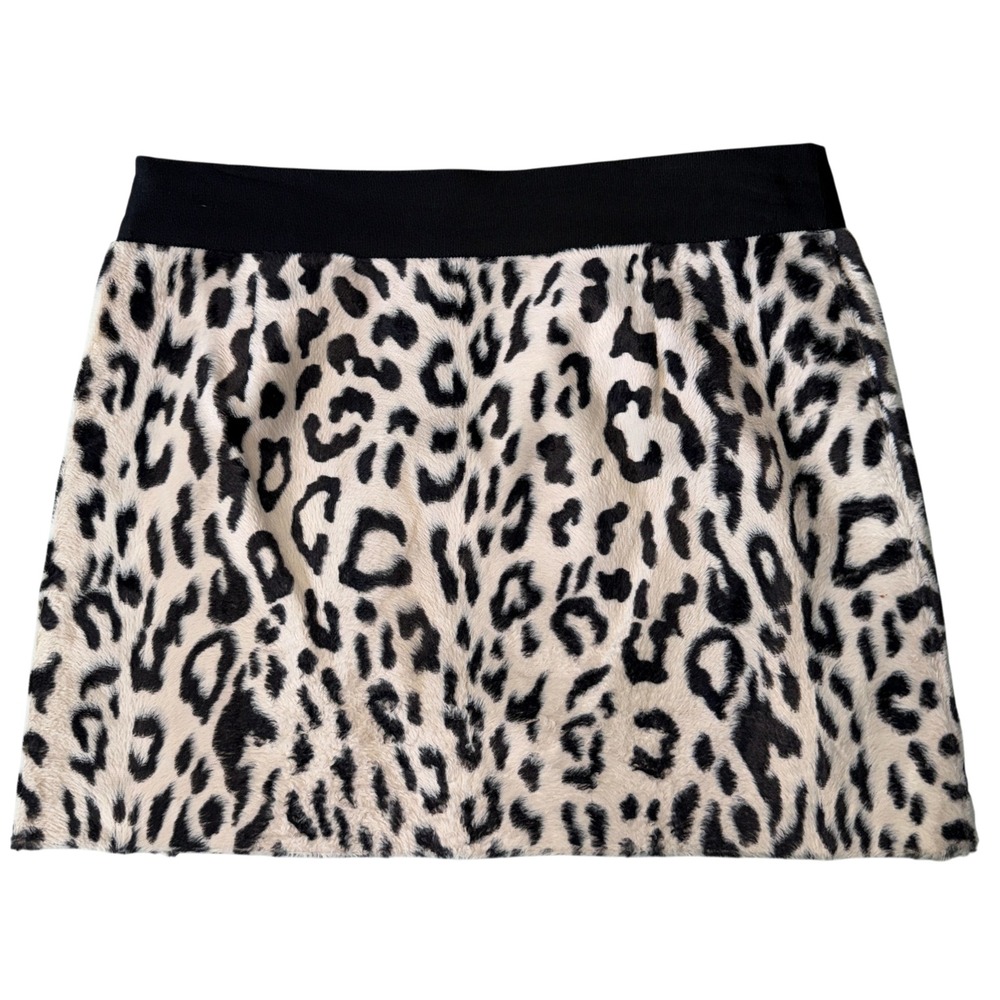 Milly of New York Faux Fur Leopard Print Mini Skirt Size 6 - Picture 2 of 5